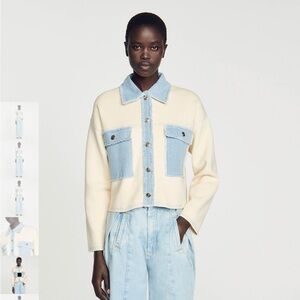 Sandro Oversized Dual Material Coatigan NWT